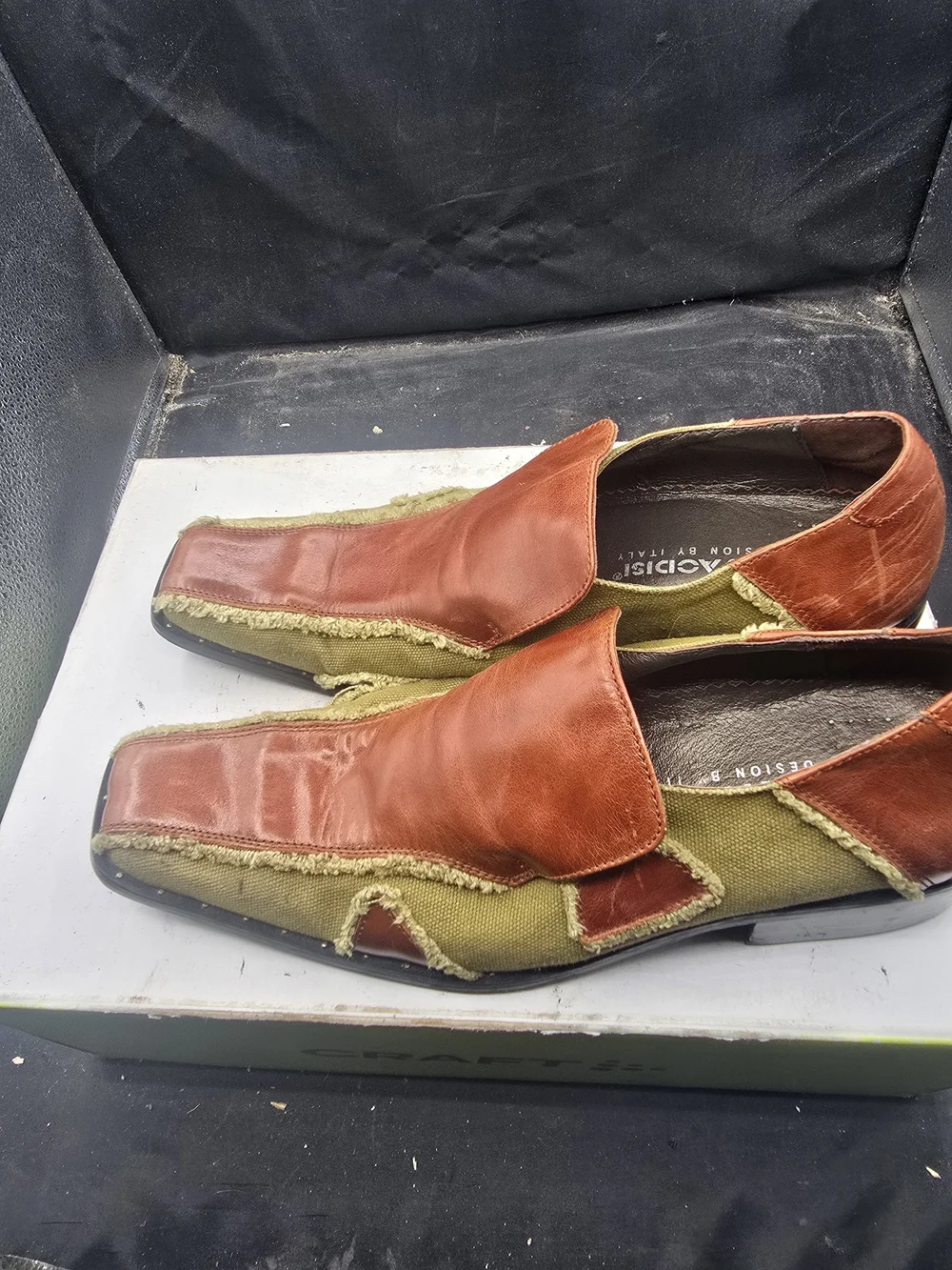 Two-Tone Brown & Olive Men's Slip-On Loafers